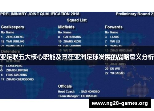 亚足联五大核心职能及其在亚洲足球发展的战略意义分析