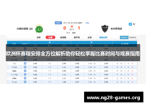 欧洲杯赛程安排全方位解析助你轻松掌握比赛时间与观赛指南